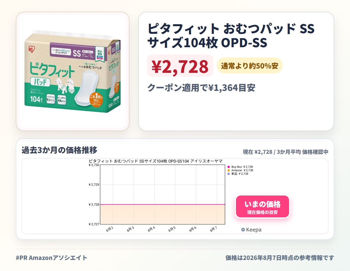 ピタフィット おむつパッド SSサイズ104枚 OPD-SS104 アイリスオーヤマ
