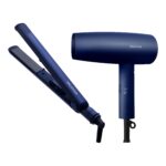 SALONIA サロニア スターターセット ドライヤー ヘアアイロン 24mm ネイビー | 大風量,速乾,軽量,マイナスイオン,ヘアドライヤー,ヘアアイロン,セット